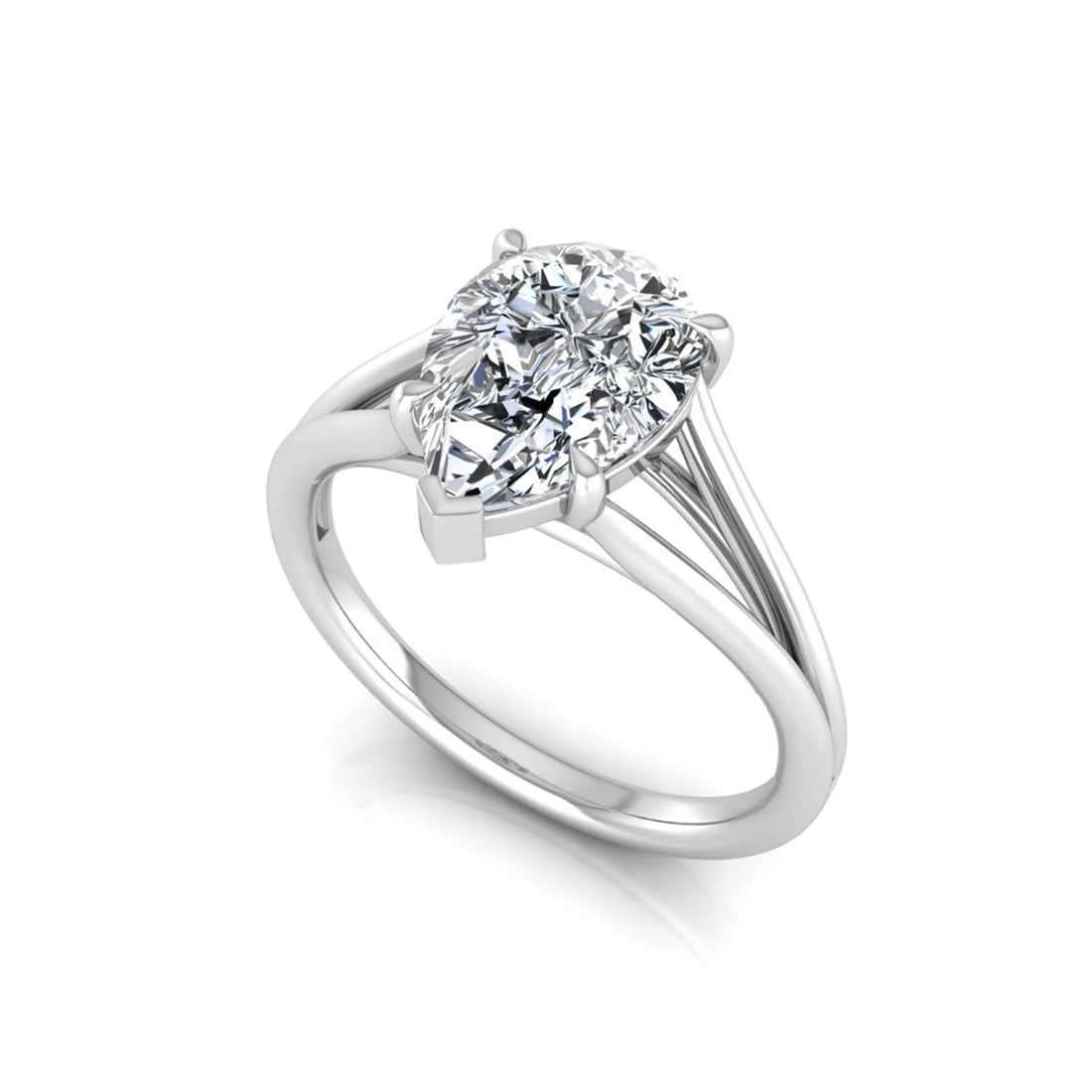 OctaPearl 2 ct Pear Solitaire Split Shank Lab Grown Diamond Engagement Ring