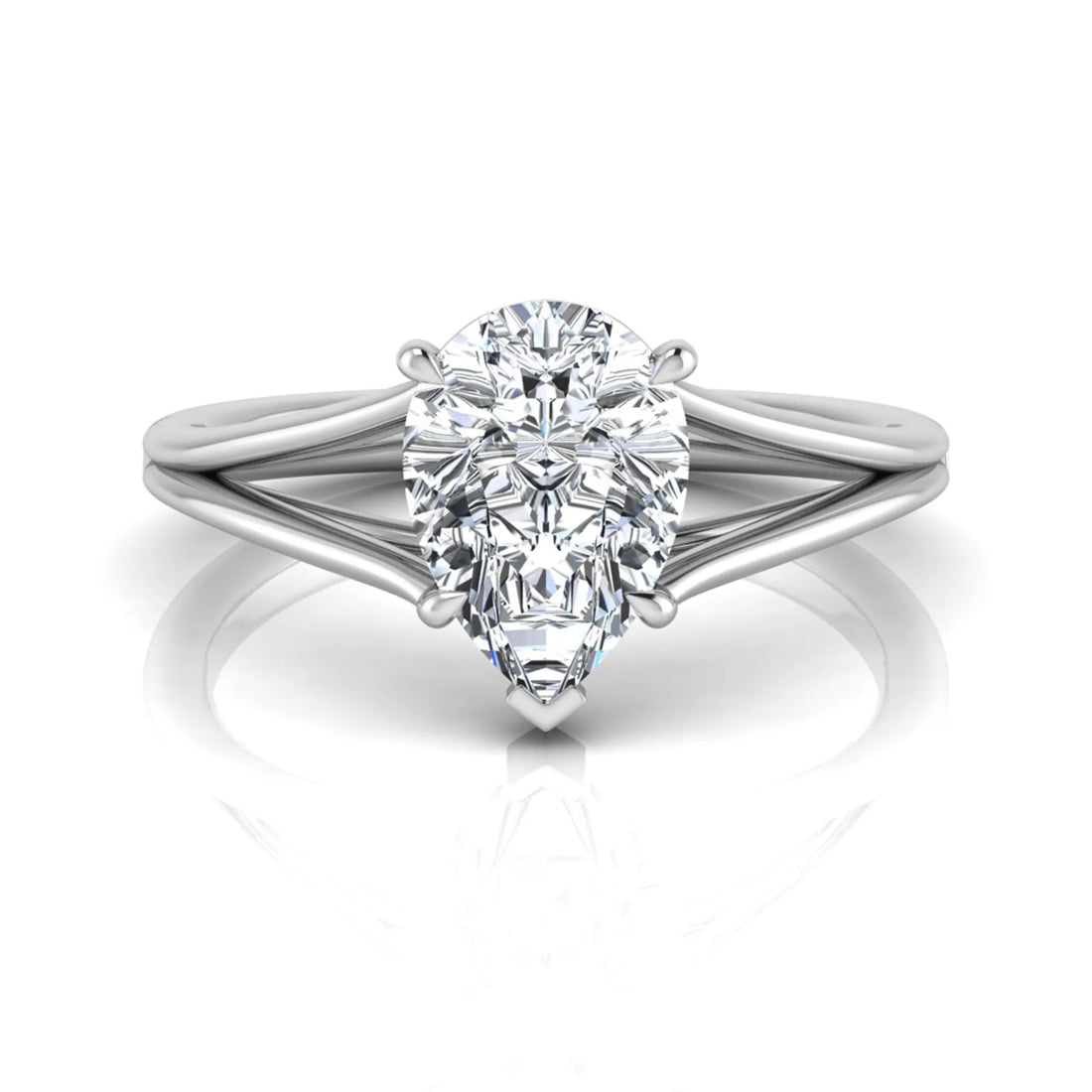OctaPearl 2 ct Pear Solitaire Split Shank Lab Grown Diamond Engagement Ring