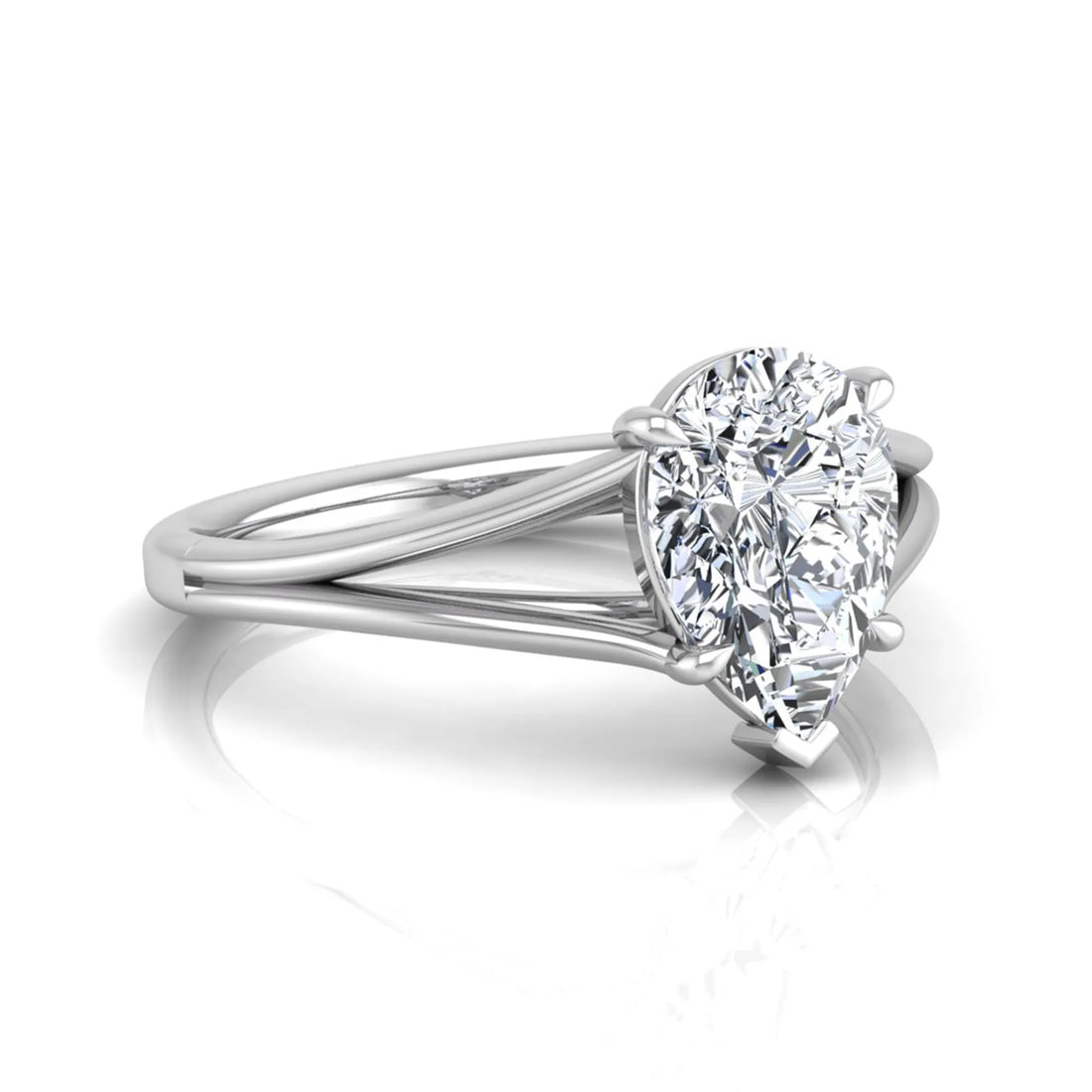 OctaPearl 2 ct Pear Solitaire Split Shank Lab Grown Diamond Engagement Ring
