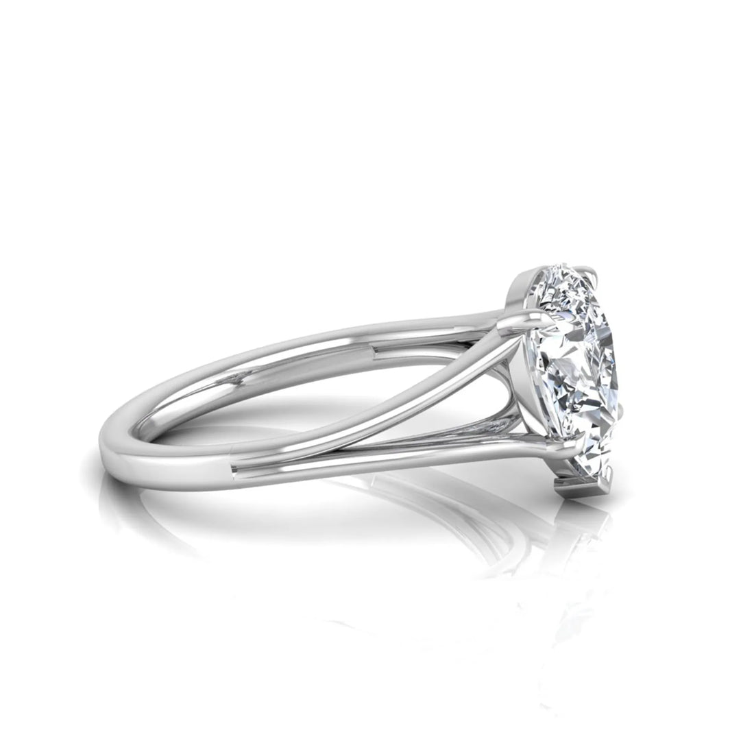 OctaPearl 2 ct Pear Solitaire Split Shank Lab Grown Diamond Engagement Ring