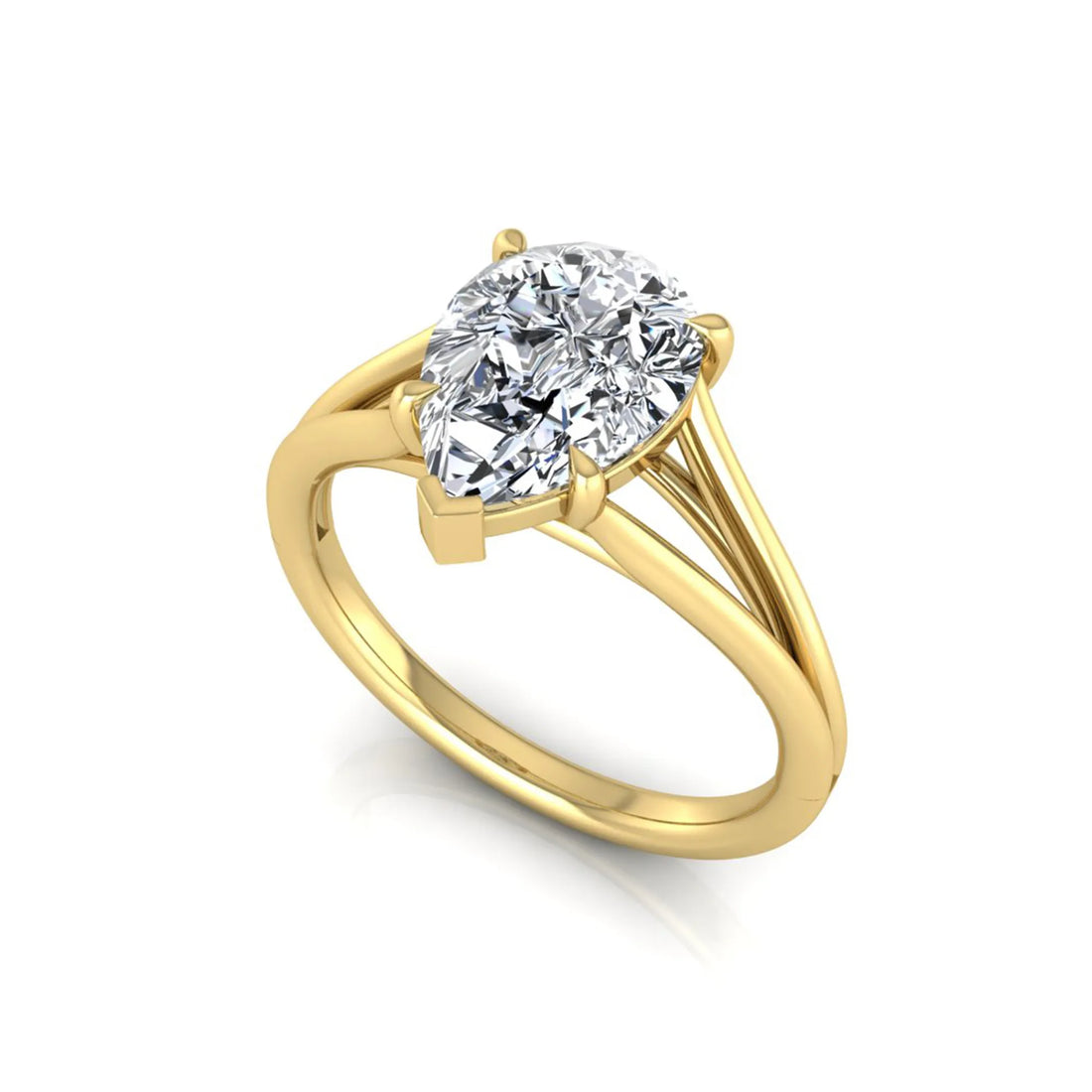 OctaPearl 2 ct Pear Solitaire Split Shank Lab Grown Diamond Engagement Ring