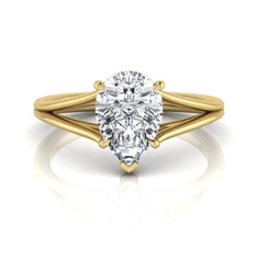 OctaPearl 2 ct Pear Solitaire Split Shank Lab Grown Diamond Engagement Ring