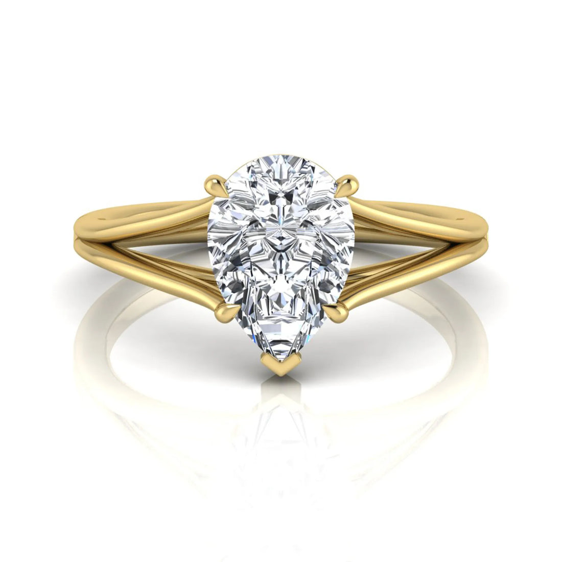 OctaPearl 2 ct Pear Solitaire Split Shank Lab Grown Diamond Engagement Ring