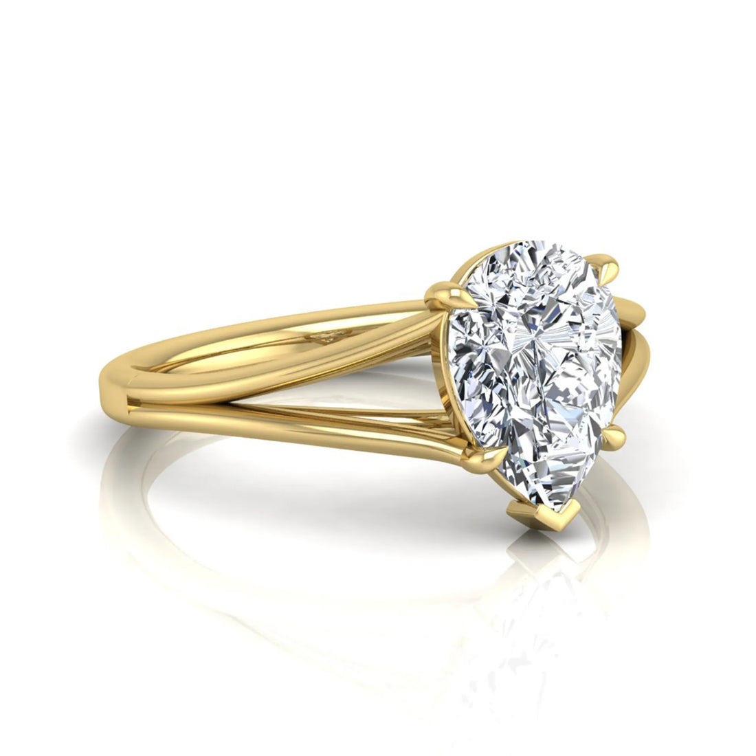 OctaPearl 2 ct Pear Solitaire Split Shank Lab Grown Diamond Engagement Ring