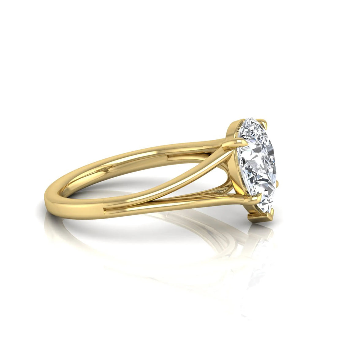 OctaPearl 2 ct Pear Solitaire Split Shank Lab Grown Diamond Engagement Ring