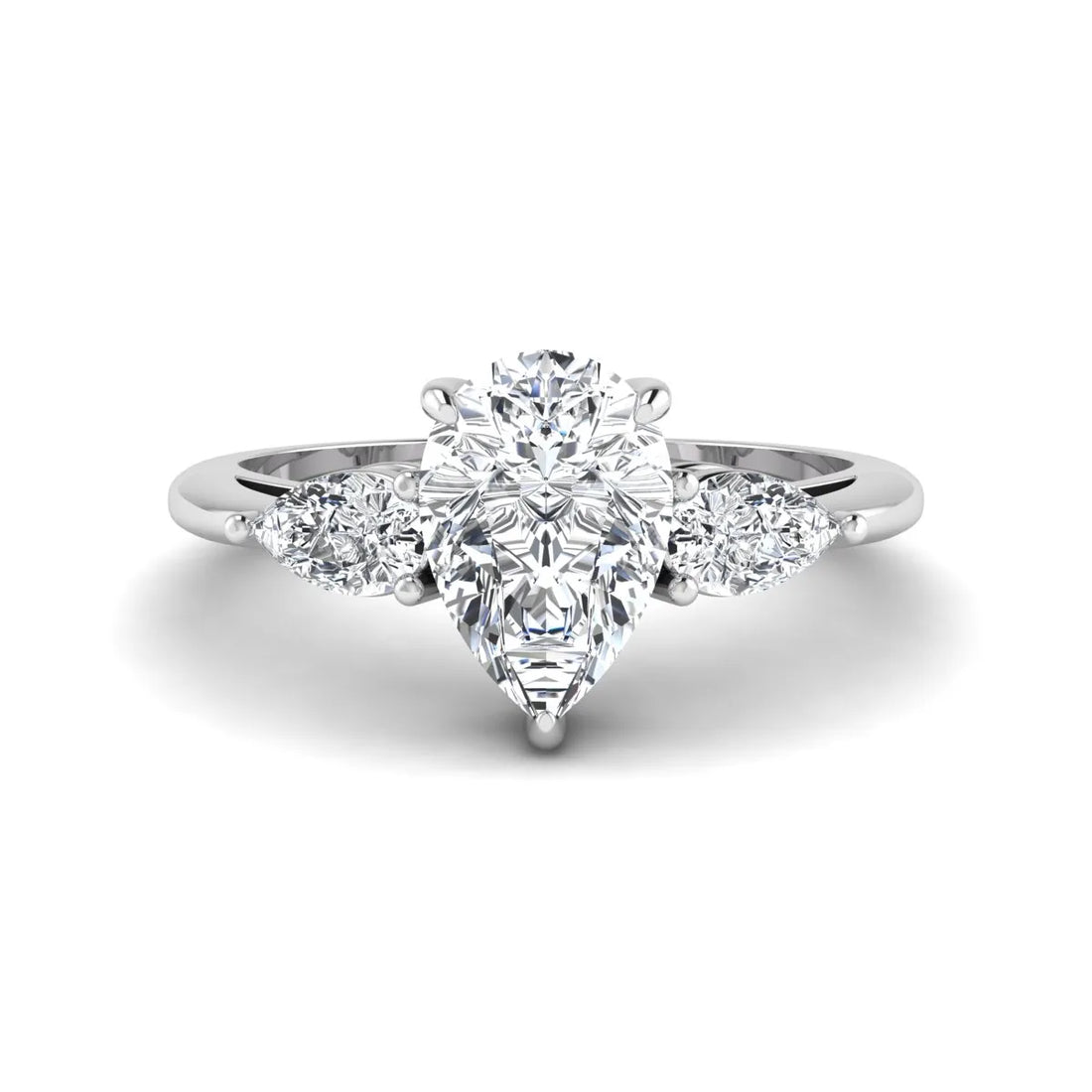 OctaPearl 1.5 ct Pear Three Stone Lab Grown Diamond Engagement Ring