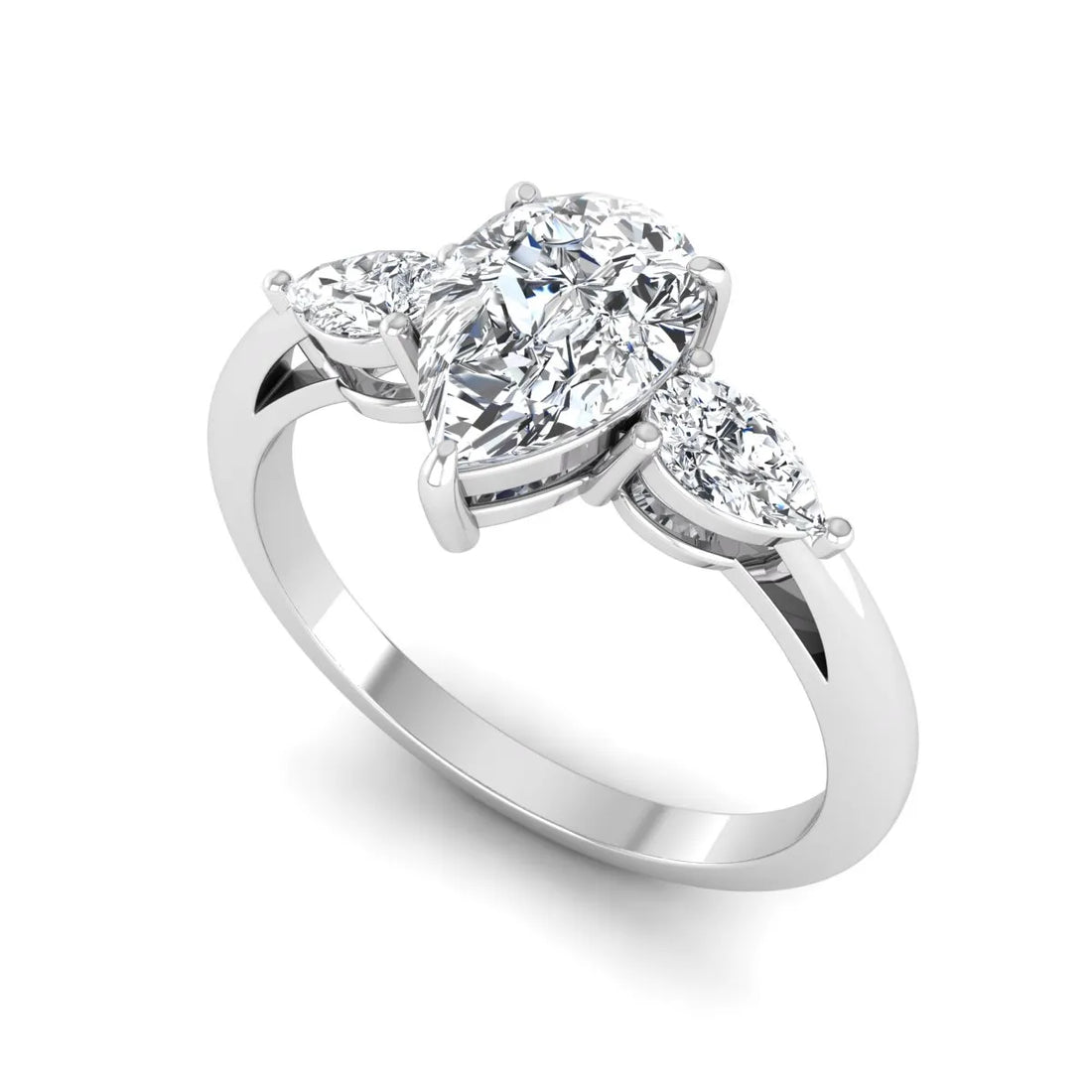 OctaPearl 1.5 ct Pear Three Stone Lab Grown Diamond Engagement Ring