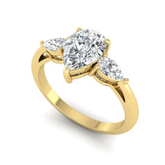 OctaPearl 1.5 ct Pear Three Stone Lab Grown Diamond Engagement Ring - alternate view