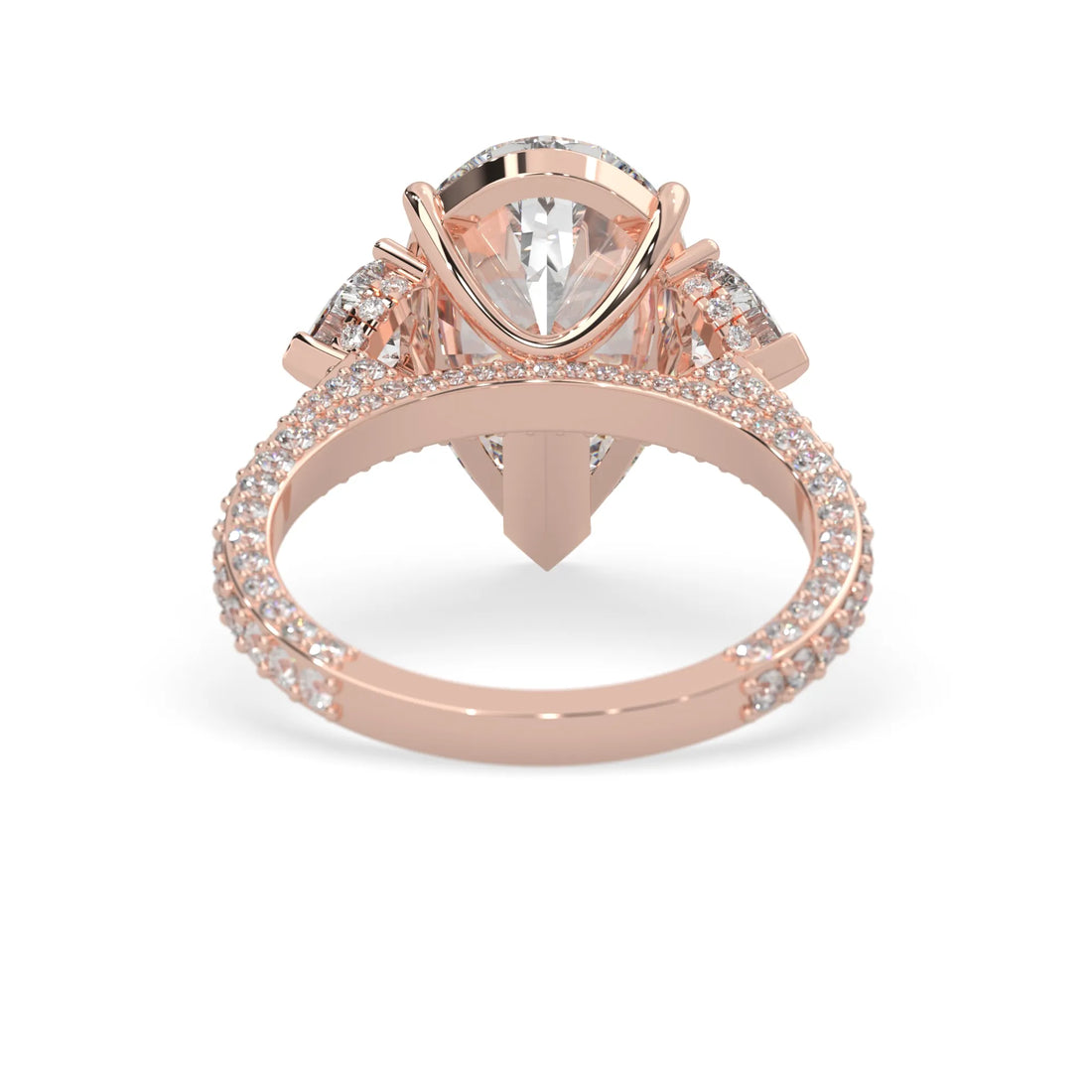 OctaPearl 6.50 ct Pear Three Stone Pave Lab Grown Diamond Cocktail Ring
