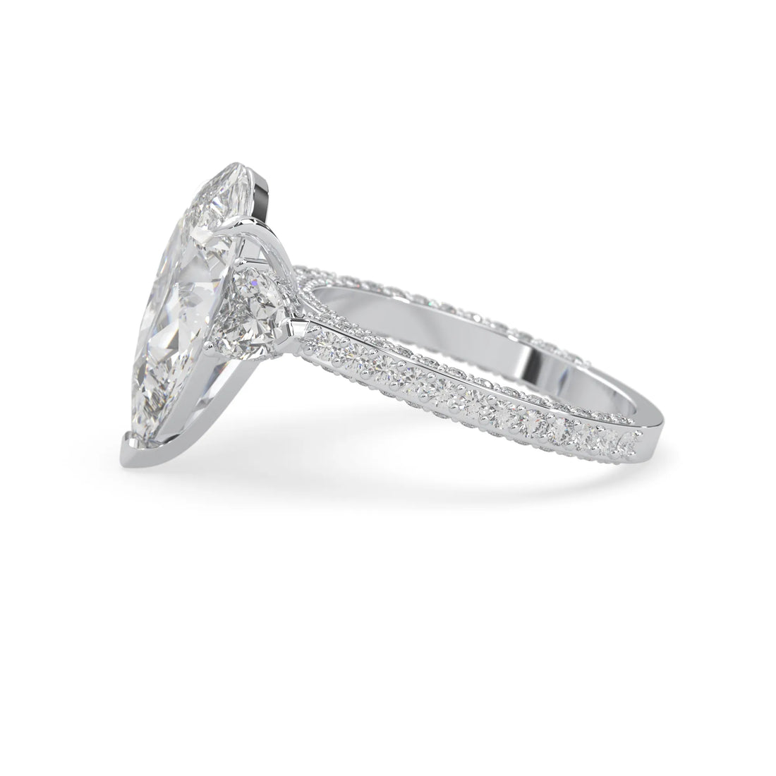 OctaPearl 6.50 ct Pear Three Stone Pave Lab Grown Diamond Cocktail Ring