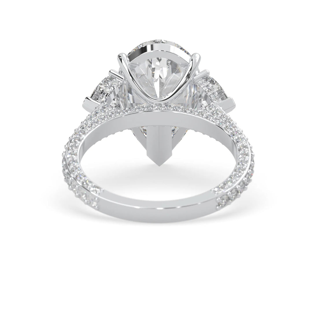 OctaPearl 6.50 ct Pear Three Stone Pave Lab Grown Diamond Cocktail Ring