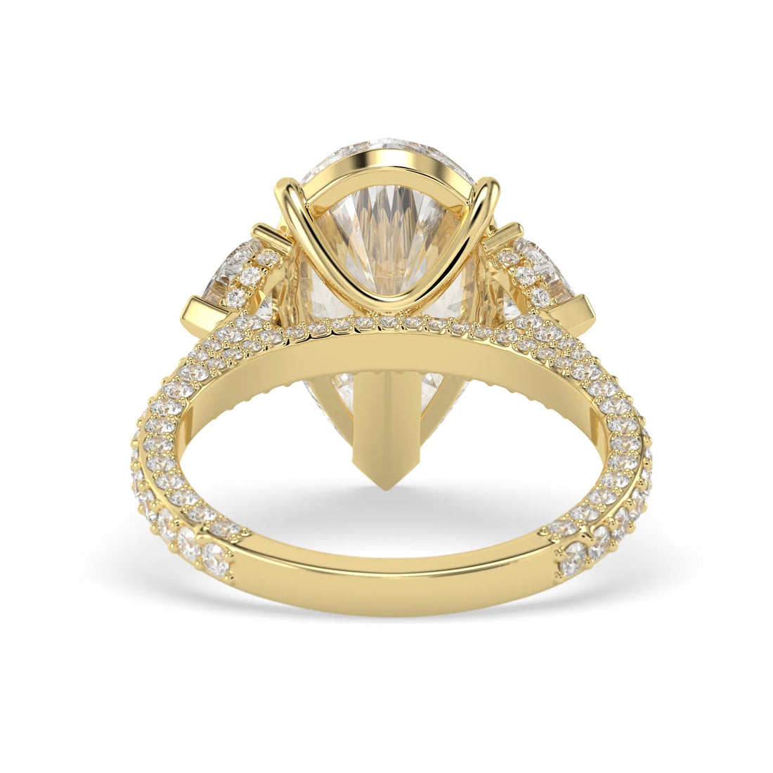 OctaPearl 6.50 ct Pear Three Stone Pave Lab Grown Diamond Cocktail Ring