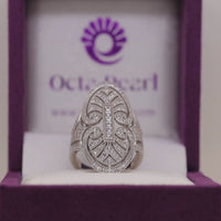 Round Cut Moissanite Milgrain Art Deco Edwardian Long Finger Ring