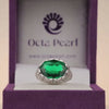 Art Deco Inspired Emerald CZ Ring, Oval Green Stone Filigree Engagement Cocktail Ring