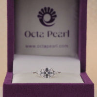 Asscher & Triangle Cut Moissanite Three Stone Engagement Ring – 14K Gold Wedding Ring