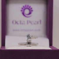 Toi et Moi Emerald & Round Moissanite Diamond Open Ring