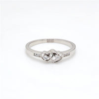 Round Moissanite Double Heart Connected Ring For Wedding Engagement