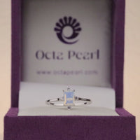 Emerald Cut Rainbow Moonstone Five Stone Ring