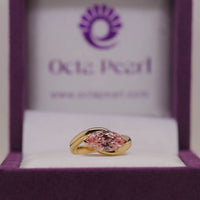Pink Marquise CZ Twist Solitaire Ring