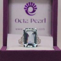 Emerald Cut Ice Blue CZ Cocktail Ring – Statement Luxury Ring