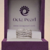 Criss Cross Round Moissanite Wedding Band, Multi Layer Statement Ring for Women