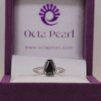 Bold Black Coffin Cut CZ Diamond Halo Statement Ring