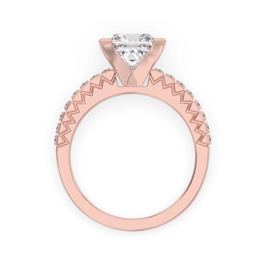 OctaPearl 3 ct Princess Lab Grown Diamond Pave Engagement Ring