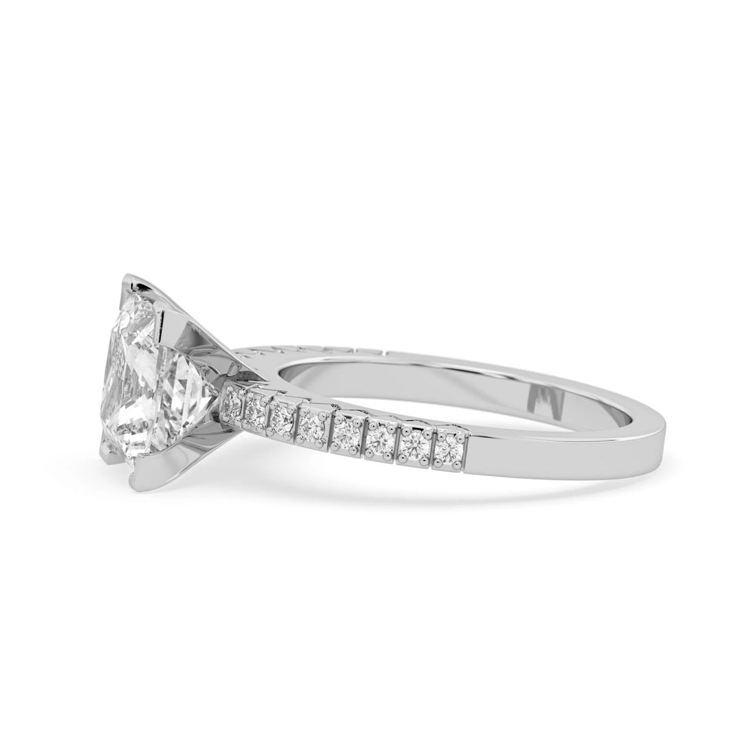 OctaPearl 3 ct Princess Lab Grown Diamond Pave Engagement Ring