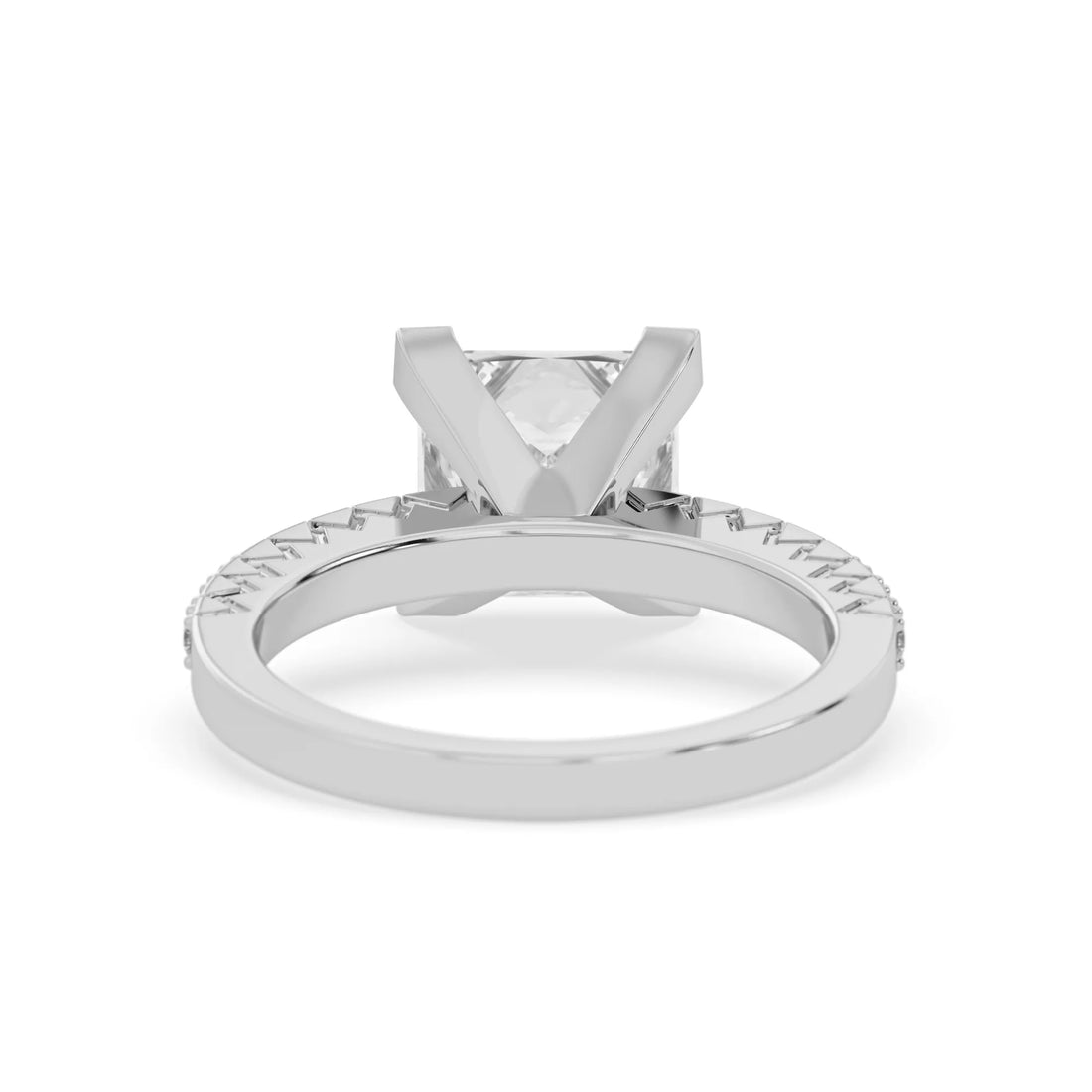OctaPearl 3 ct Princess Lab Grown Diamond Pave Engagement Ring
