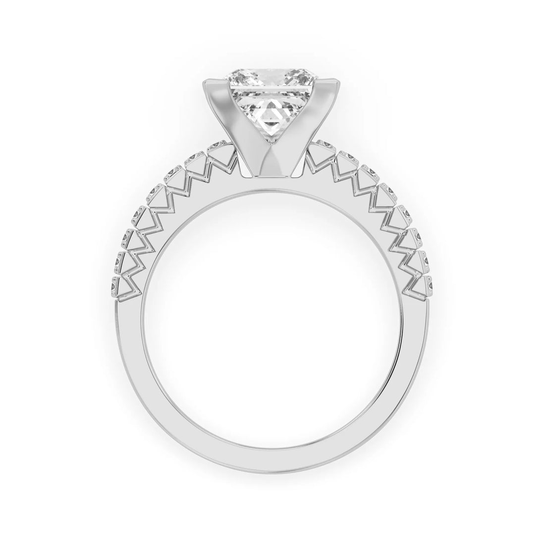 OctaPearl 3 ct Princess Lab Grown Diamond Pave Engagement Ring