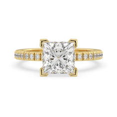 OctaPearl 3 ct Princess Lab Grown Diamond Pave Engagement Ring