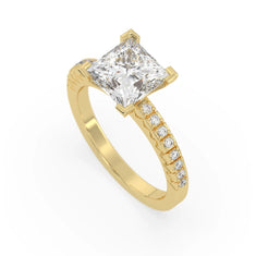 OctaPearl 3 ct Princess Lab Grown Diamond Pave Engagement Ring - alternate view