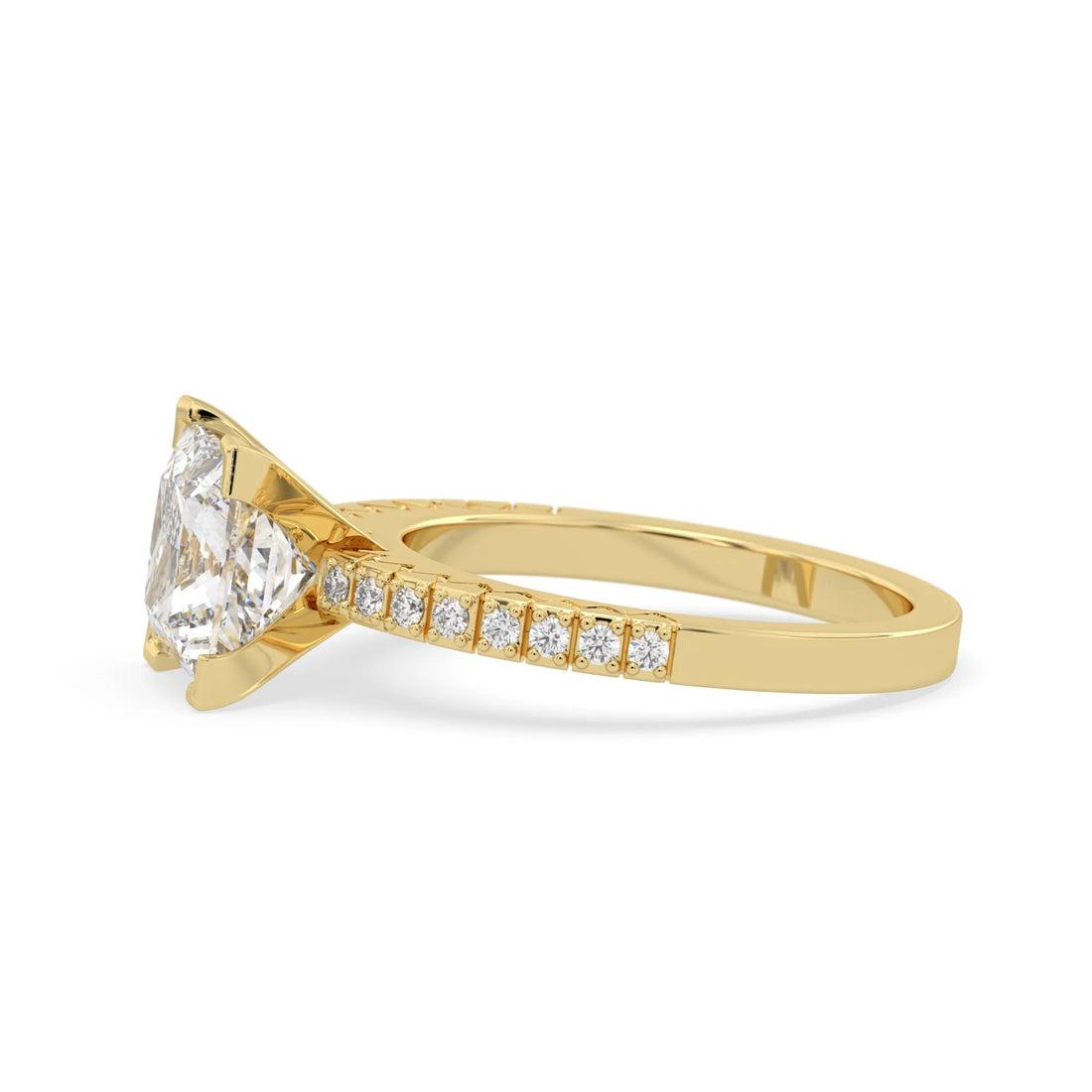 OctaPearl 3 ct Princess Lab Grown Diamond Pave Engagement Ring