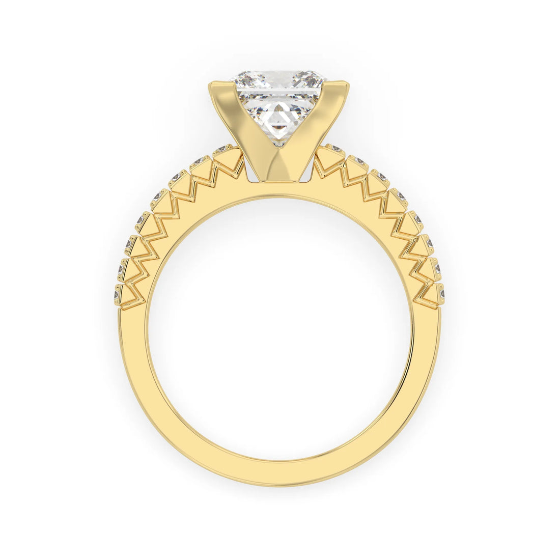 OctaPearl 3 ct Princess Lab Grown Diamond Pave Engagement Ring