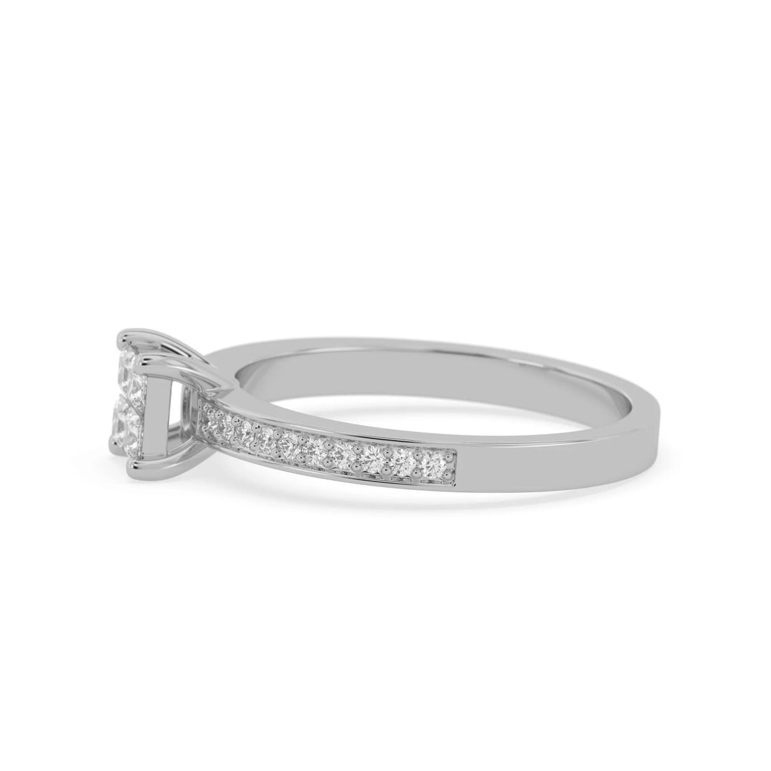 OctaPearl Princess Cluster Prong Set Lab Grown Diamond Pave Engagement Ring