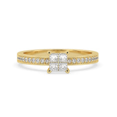 OctaPearl Princess Cluster Prong Set Lab Grown Diamond Pave Engagement Ring