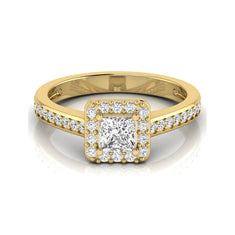 Princess Cut Halo Lab Grown Diamond Engagement Ring