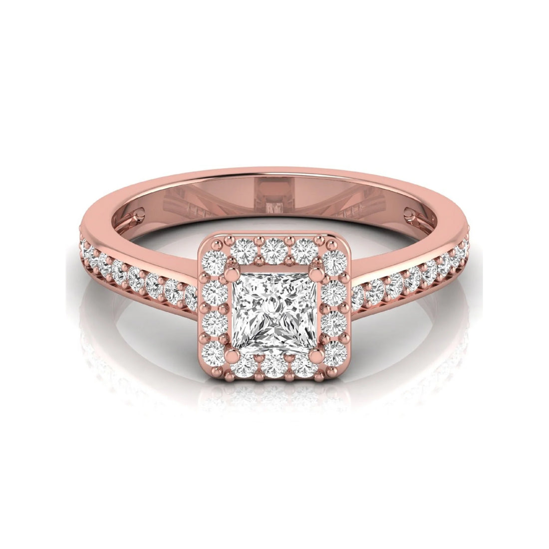 OctaPearl Princess Cut Halo Lab Grown Diamond Engagement Ring