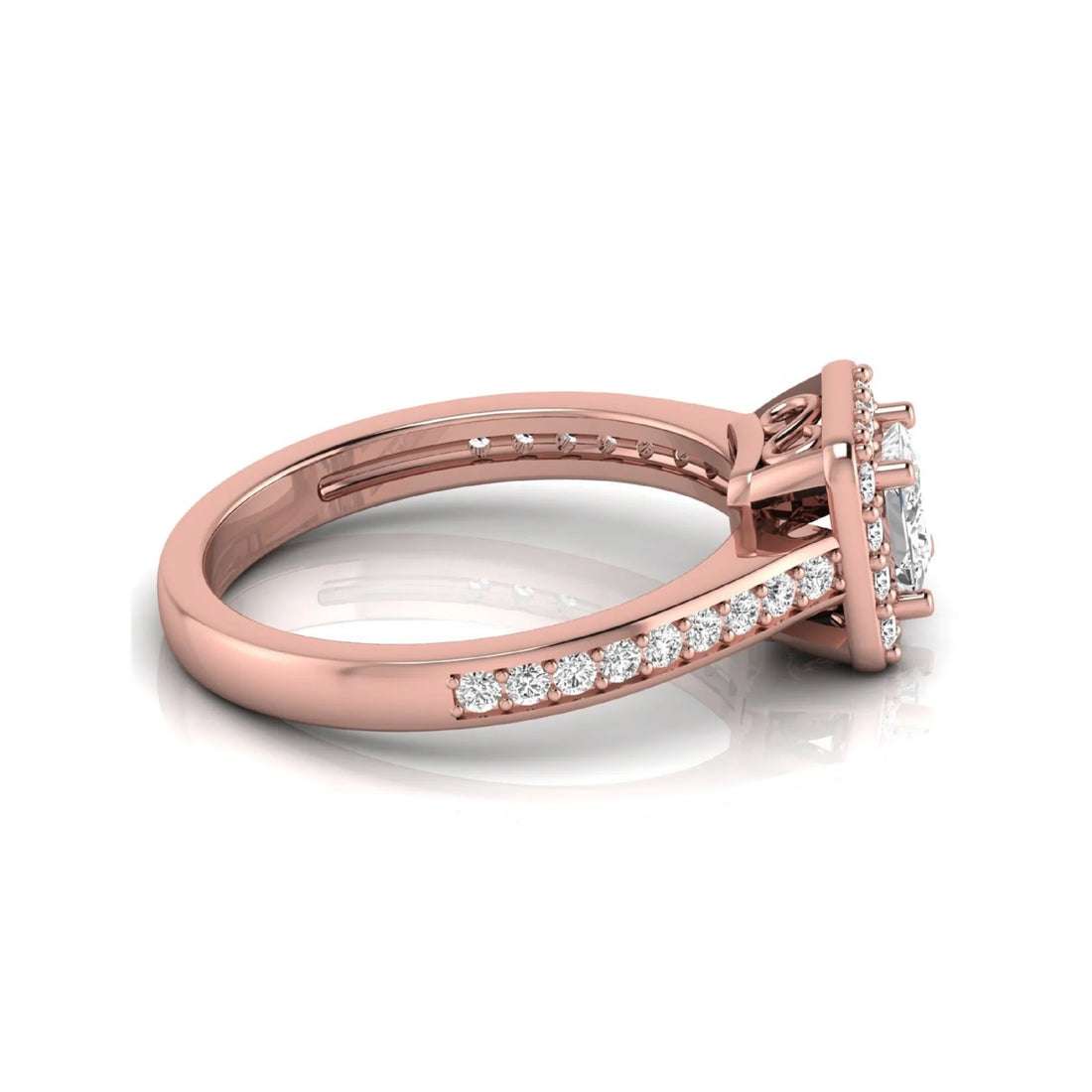 OctaPearl Princess Cut Halo Lab Grown Diamond Engagement Ring