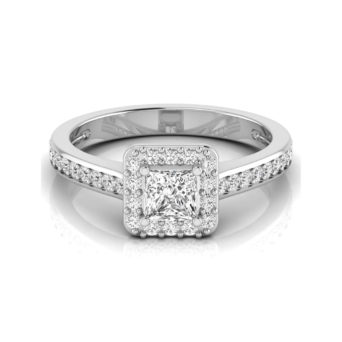 OctaPearl Princess Cut Halo Lab Grown Diamond Engagement Ring