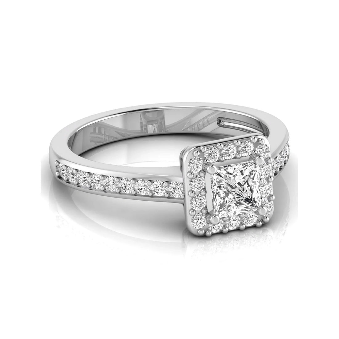OctaPearl Princess Cut Halo Lab Grown Diamond Engagement Ring
