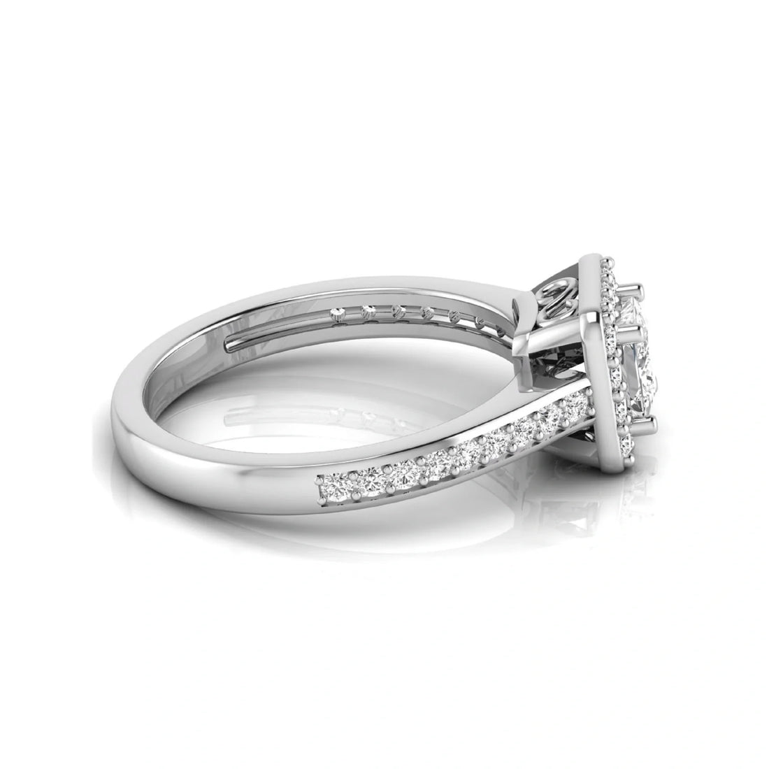 OctaPearl Princess Cut Halo Lab Grown Diamond Engagement Ring