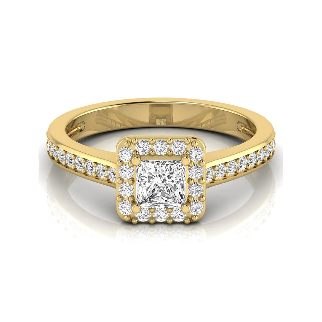 OctaPearl Princess Cut Halo Lab Grown Diamond Engagement Ring