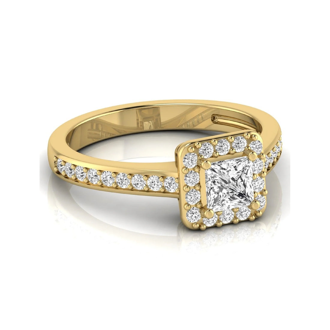 OctaPearl Princess Cut Halo Lab Grown Diamond Engagement Ring