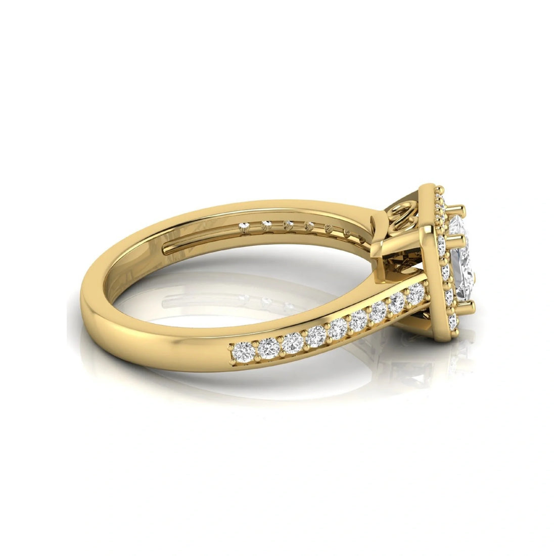 OctaPearl Princess Cut Halo Lab Grown Diamond Engagement Ring