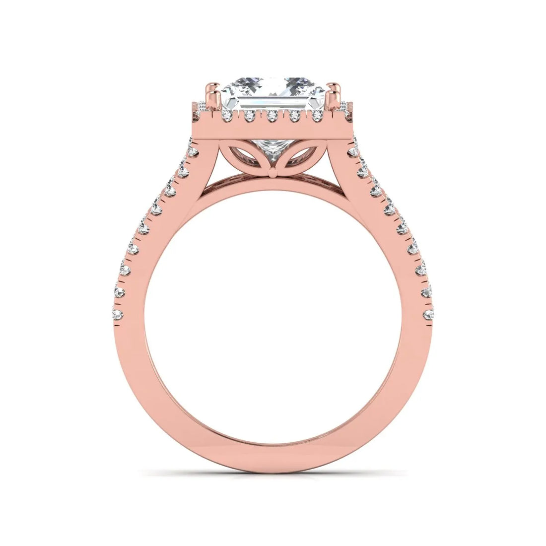 OctaPearl 3 ct Princess Cut Halo Split Shank Lab Grown Diamond Engagement Ring