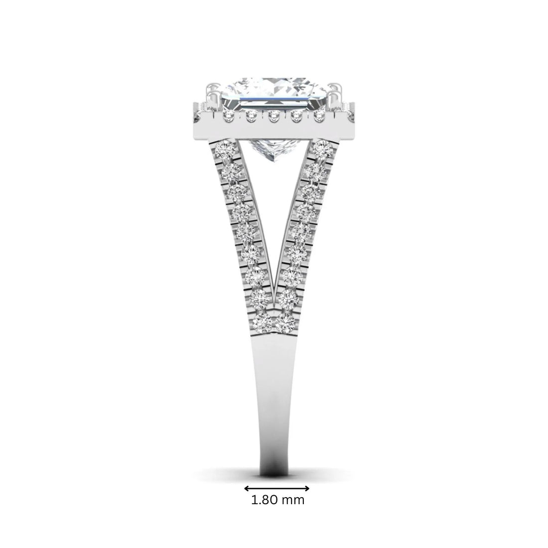 OctaPearl 3 ct Princess Cut Halo Split Shank Lab Grown Diamond Engagement Ring