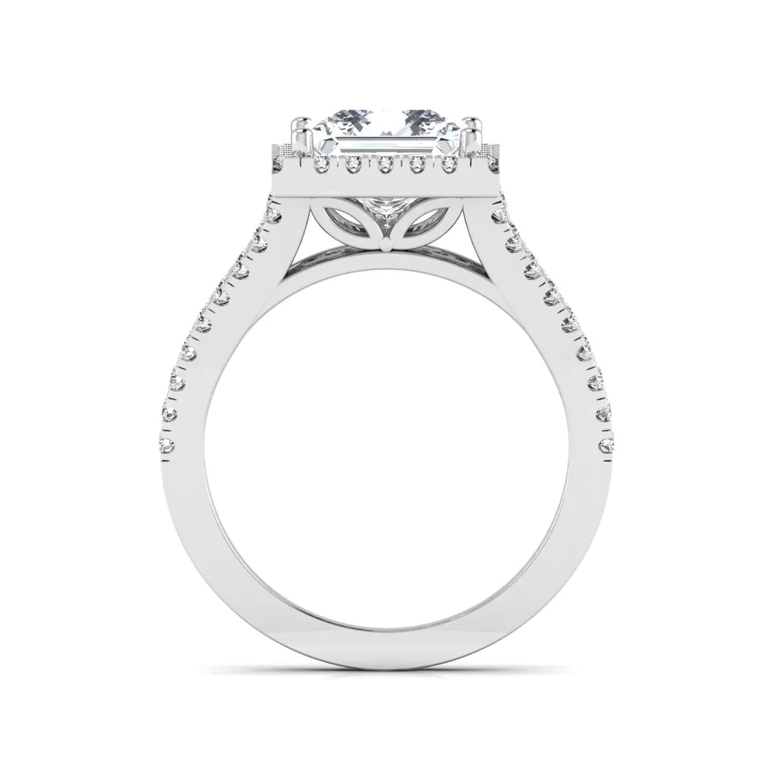 OctaPearl 3 ct Princess Cut Halo Split Shank Lab Grown Diamond Engagement Ring