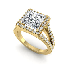 OctaPearl 3 ct Princess Cut Halo Split Shank Lab Grown Diamond Engagement Ring - alternate view