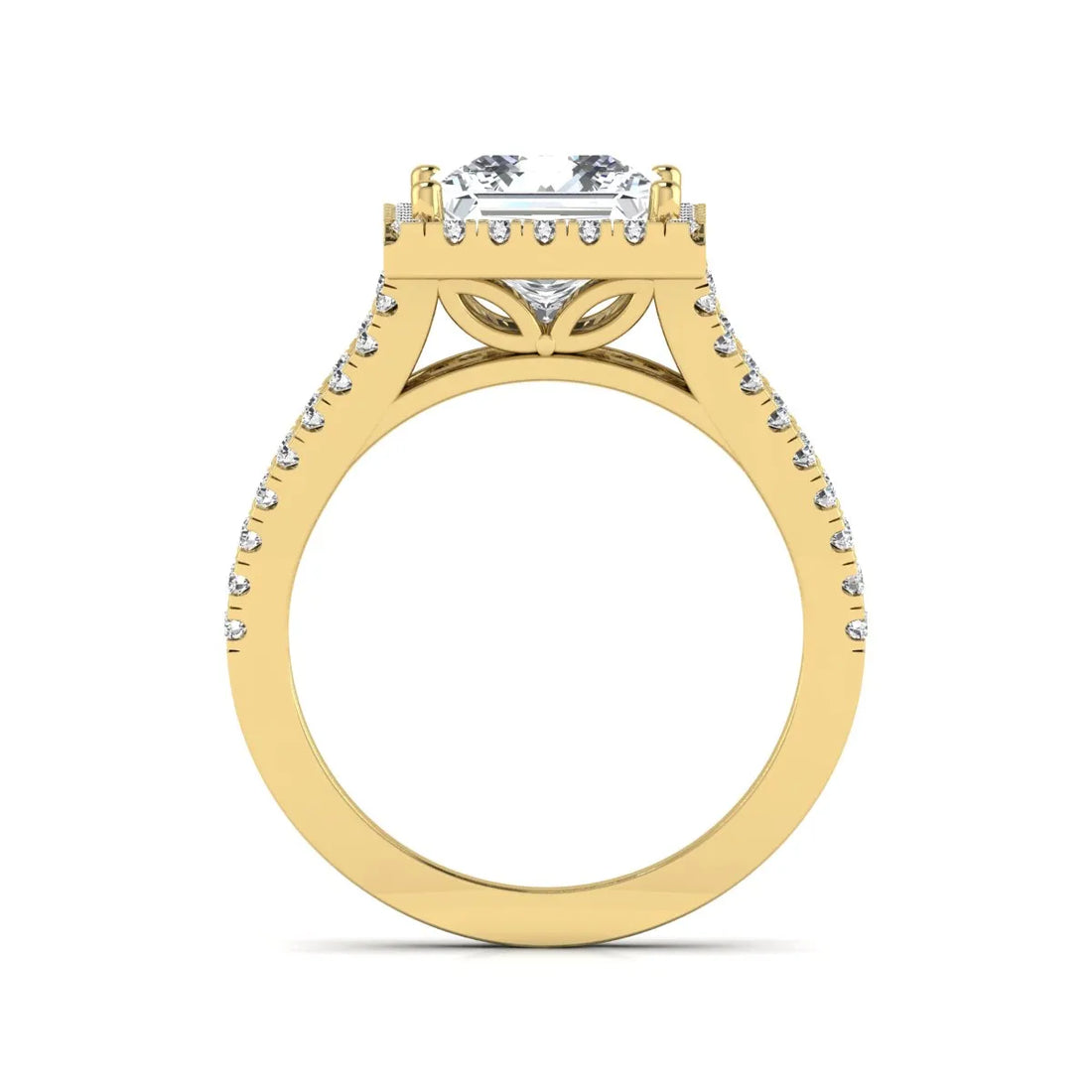 OctaPearl 3 ct Princess Cut Halo Split Shank Lab Grown Diamond Engagement Ring